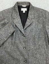 Talbots Blazer Women 14 Wool Speckled Blend Stretch Notch Lapel 3-Button Lined