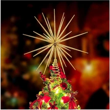 13.7 Inch Gold Christmas Tree Topper - 3D Burst Gold Tree Topper, Exploding Star