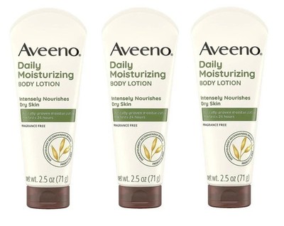 3 Pack Aveeno Daily Moisturizing Body Lotion Soothing Prebiotic Oat 2.5 Oz Each