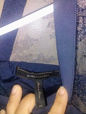 BCBGMAXAZRIA Navy Lace Bodycon Mini Dress V-Neck Cap Sleeve Short Size 6