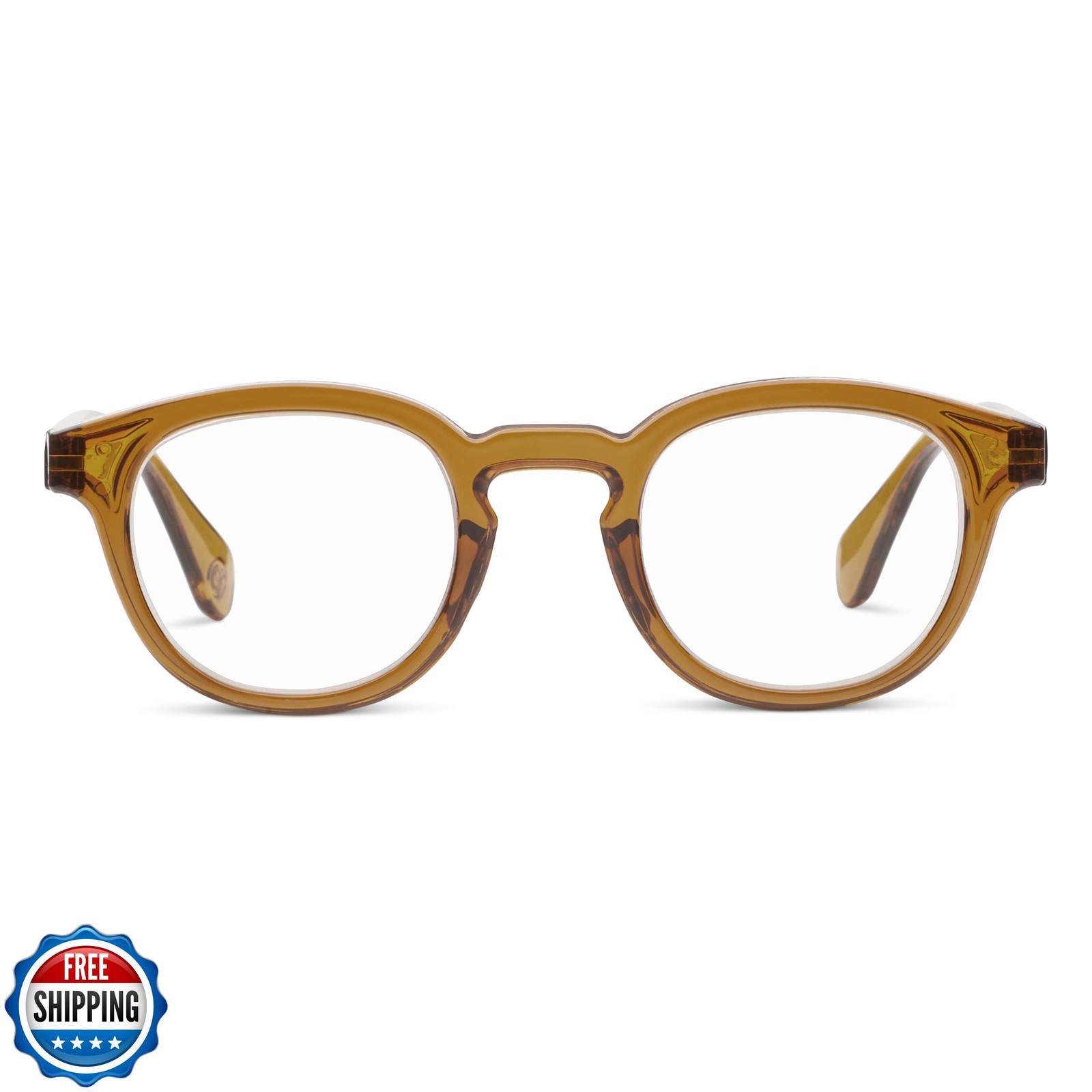 Peepers by PeeperSpecs Mens Asher Round Blue Light Blocking Glasses in Brown-image