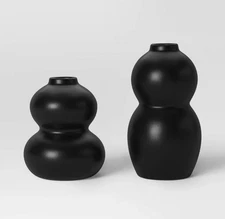 Room Essentials 2pk Bud Vase Black Decorative Glass Vase Set