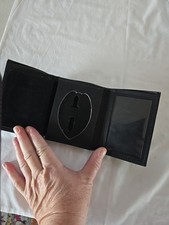 Black Law Enforcement Badge/Shield Holder Wallet ID Card 5in x 4in Leather