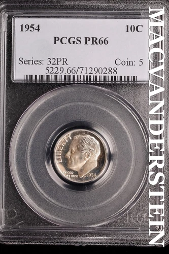 1954 Roosevelt Dime - PCGS PR66 - Scarce  No Reserve  #SLK817