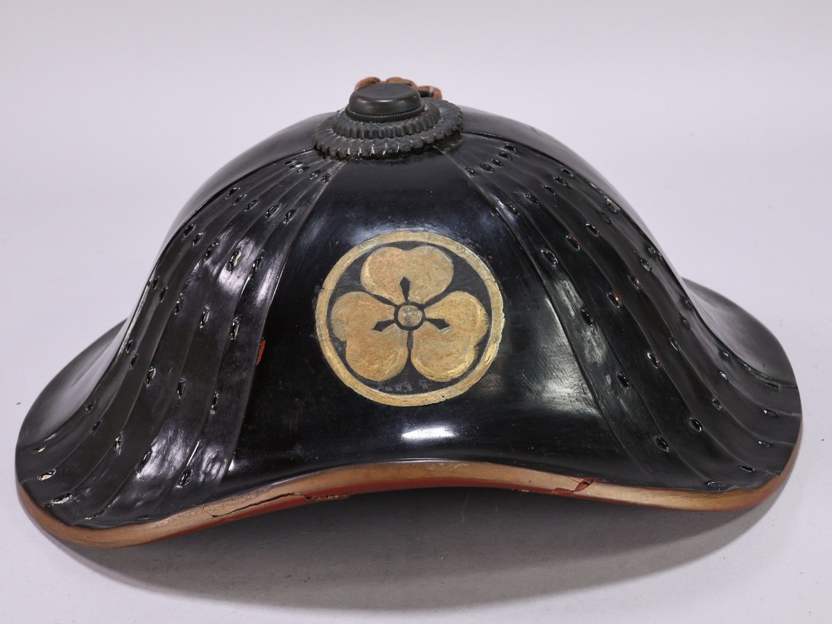 Japanese Lacquer Samurai Helmet Jingasa 13.6inch Ken Katabami