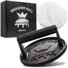   - Premium Cast Iron Smash Burger Press incl. 25 pcs of Patty Paper, Burger ...