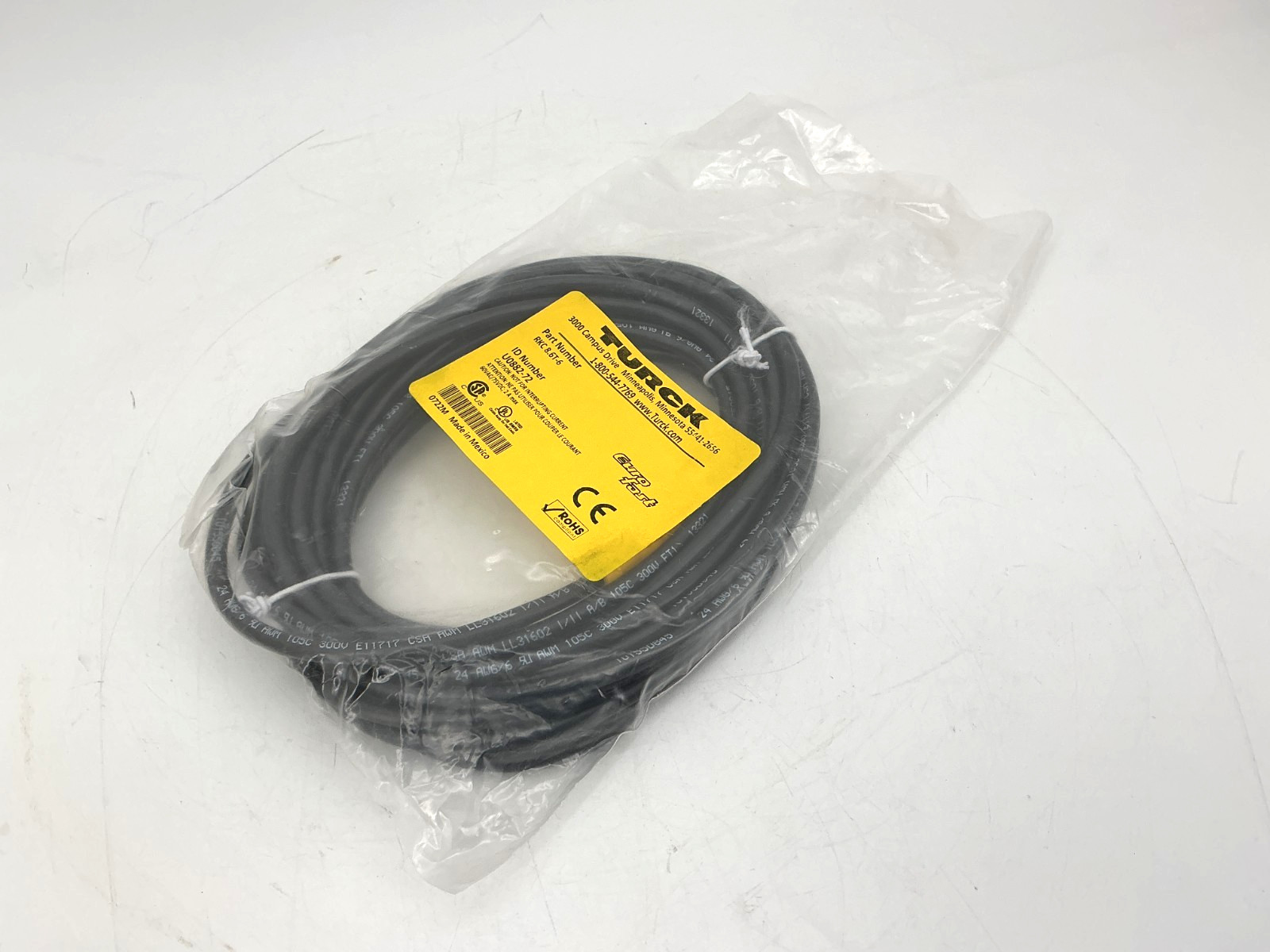 New Turck RKC-8.6T-6 EuroFast Cordset 8-Pin Female 6-Wire U0882-72