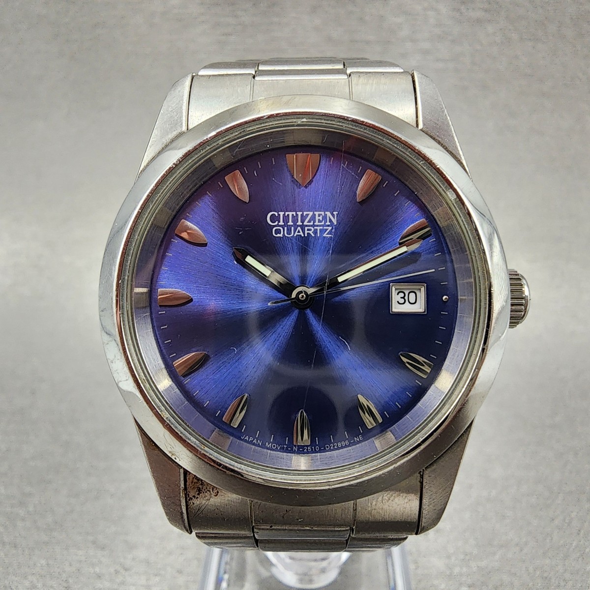 Citizen Watch Men 35mm Blue Dial Silver Tone Date 2510-S027845 New