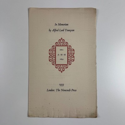 Prospekt für In Memoriam von Alfred Lord Tennyson. The Nonesuch Press, 1933