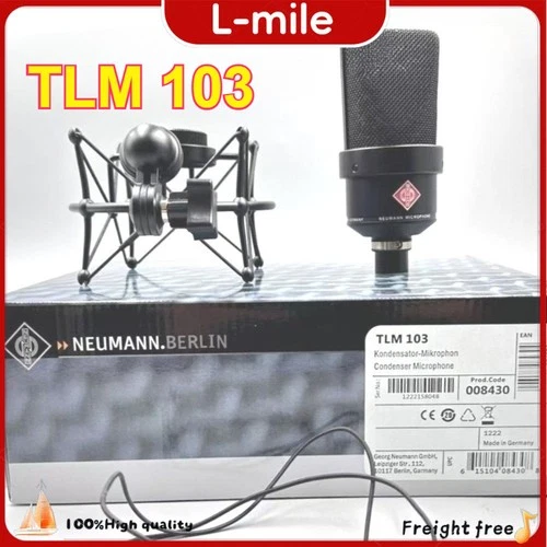 Black Large-Diaphragm Condenser TLM 103 Microphone W/Box & Shock Mount