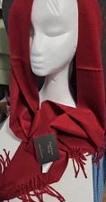 $120 Club Room Luxury 100% Cashmere Scarf  One Size Burgundy Red NWT