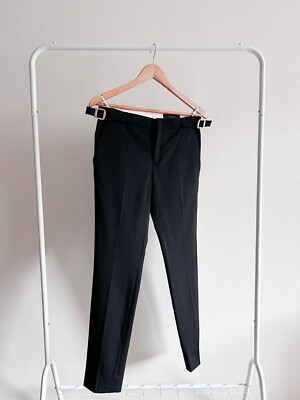 Gucci Women's Black Woll+Silk Trousers Metal Buckles Slim Fit Formal Dress  Pants | eBay