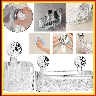 Glacier Pattern Clear Suction Shower Holder Light Luxury Style for Home Bathroom