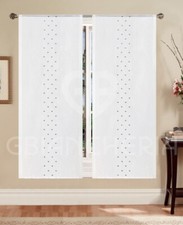 Coppia Tende ARIANNA con Ricamo Ajour e Cuori pronte da appendere larghezza 60