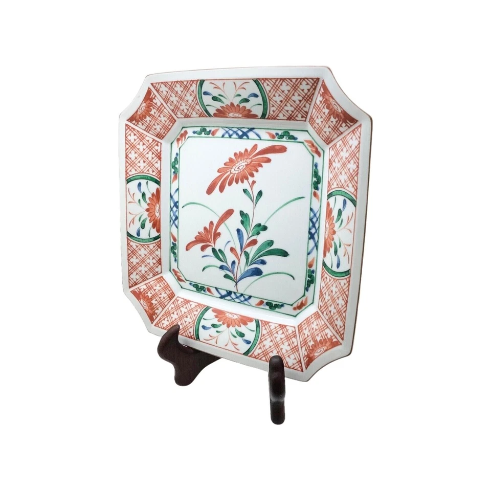 Noritake Dinner Plate 10x10 Porcelain Floral Chrysanthemum Lace Pattern Square - Image 4 of 4