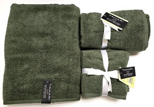 TAHARI QUICK DRY OLIVE GREEN COTTON BATH OR 2 HAND OR 4 WASHCLOTH CLOTH TOWEL