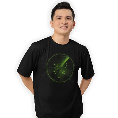 Flugzeug Radar Bildschirm T-Shirt grün 368c Druck Flugzeug Flugzeuge Sender