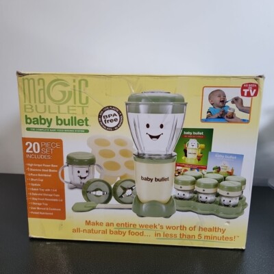 Magic Bullet / Baby Bullet Food Blender Processor Complete System Green With Box