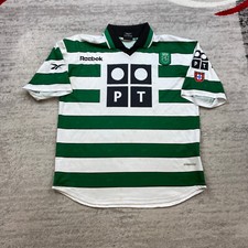 VTG Reebok Sporting Clube de Portugal Jersey XL Green White Soccer 2001 2002