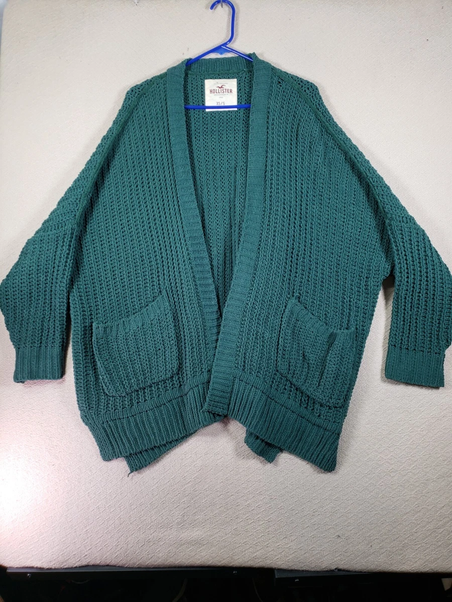Hollister Sweater Womens Small XS Green Cardigan Open Front Knit
