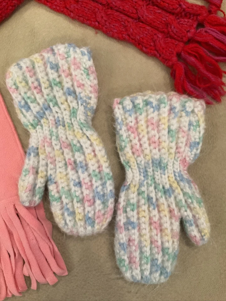 Little Girls winter accessory lot Life is Good scarf Hanna Andersson mittens  - Image 3 of 4