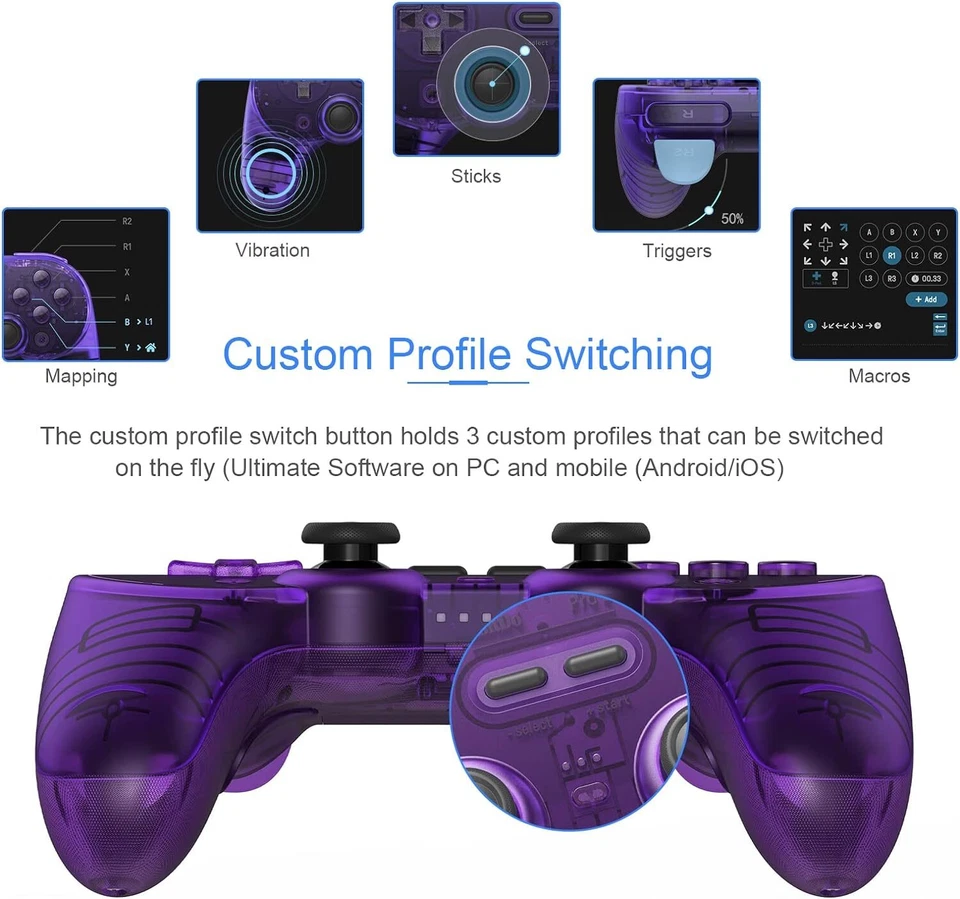8BitDo Pro 2 Bluetooth Controller for Switch/Steam Deck/MacOS/ iOS/ PC/Android - Image 2 of 4