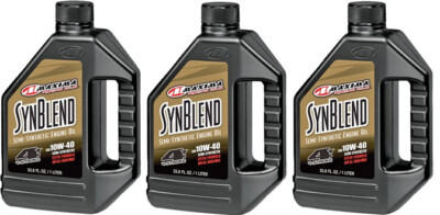 3 1Lt Liter Bottles Maxima Synblend 10W-40 Synthetic Blend Motorcycle Engine Oil