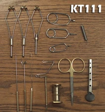 14 Pc Fly Tying Tool Kit - w/2 Ceramic Tipped Bobbins & Premium Scissors - KT111