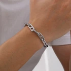 Men's Simple Fashionable Stainless Steel Silver Link Chain Bracelet 8mm 8.5''
