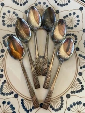 VINERS DESSERT SPOONS 6 SET SILVER ROSE V LTD EXTRA A SILVER PLATE CUTLERY