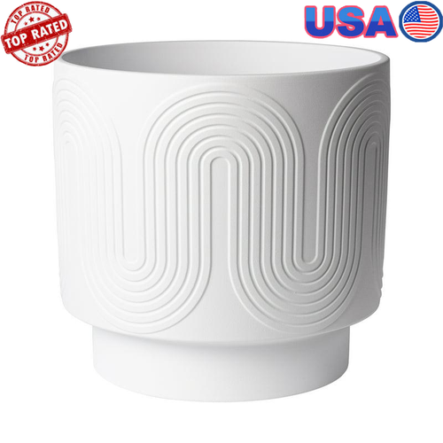12" White Ceramic Planter Indoor Wave Succulent Flower Pot Garden Decoration New