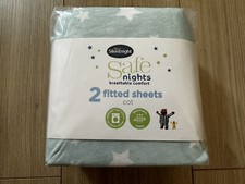 Silent Night Safe Nights 2er Pack - Atmungsaktive Spannbettlaken - Duck Egg / Star