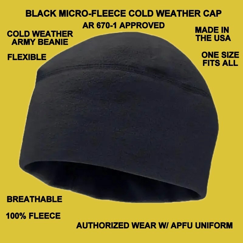 NEW ARMY Fleece Watch Cap Hat BLACK Beanie COLD WEATHER
