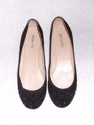 Ballerines Minelli En Cuir Noir à Paillettes - Taille 37 - Neuf Sans Boîte