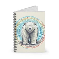 Spiral Notebook Ruled Line Polar Bear Flatlay View Scribble Style Design 6