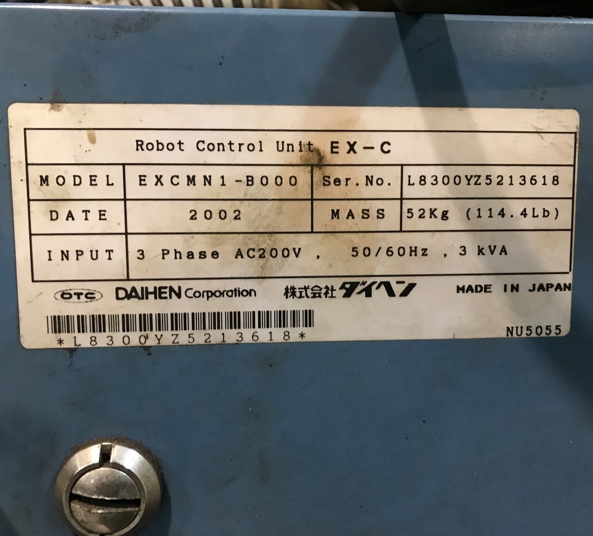 2002 DAIHEN OTC EX-MV6 mig welding robot robotic welder EX-C 2002 DAIHEN OTC EX-MV6 mig welding robot robotic welder EX-C