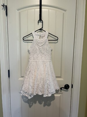 Girls Size 12 White Lace Sleeveless Semi-Formal Dress Bridal Pre-owned |  eBay
