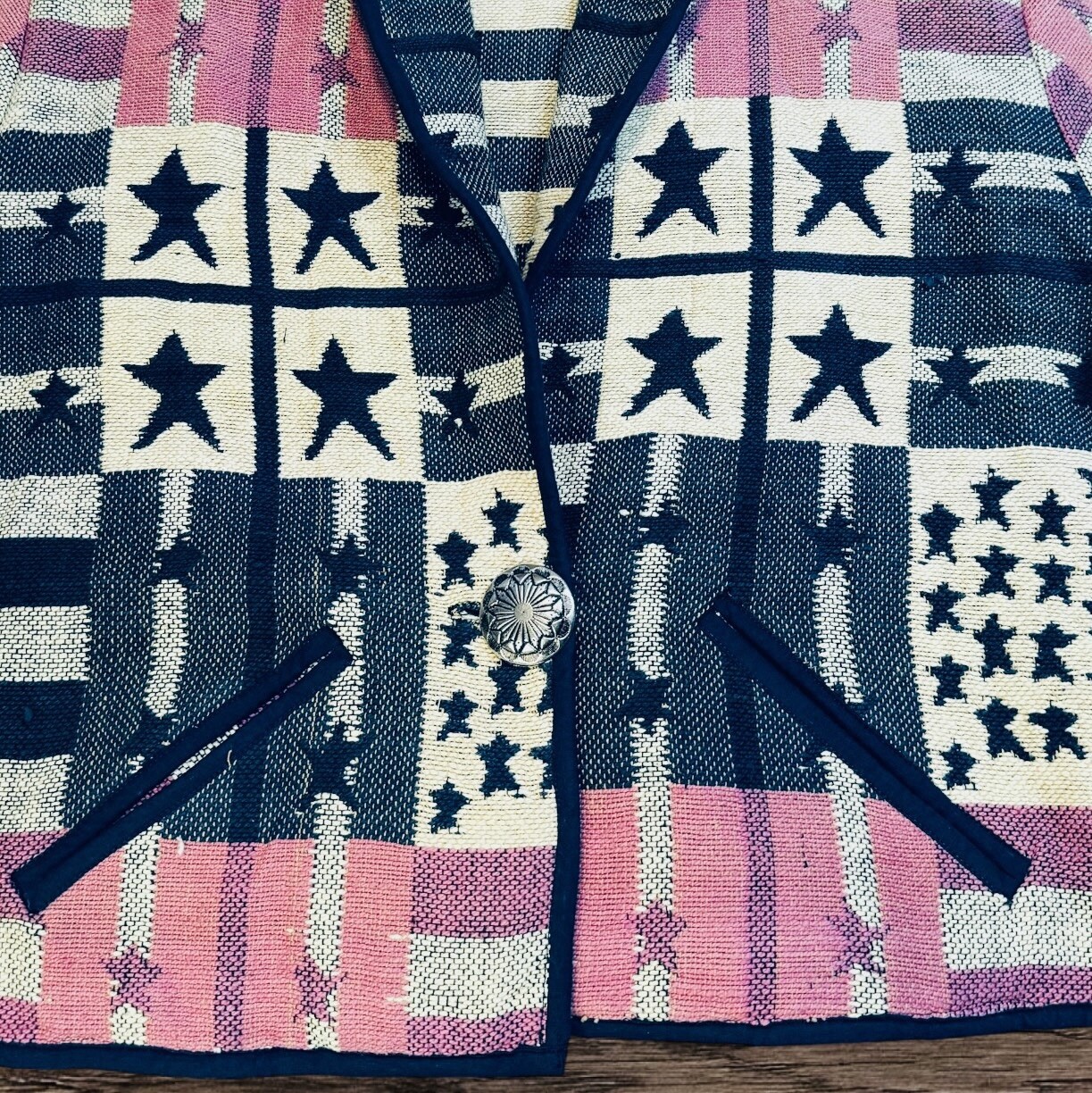 Aztec Tapestry Western Jacket Button Pockets Wome… - image 4