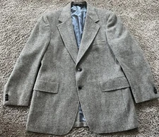 Vtg Hart Schaffner Marx Hastings Wool Tweed Blazer Sport Coat 39L Blank&Tan