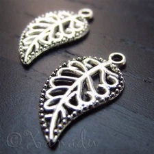 Leaf Filigree Wholesale Silver Plated Charm Pendant Findings C5080 - 10, 20, 50