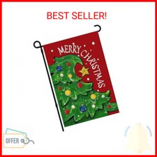 DIYDEC Christmas Garden Flag 12x18 Inch Double Sided Xmas Tree Yard Flag Merry C
