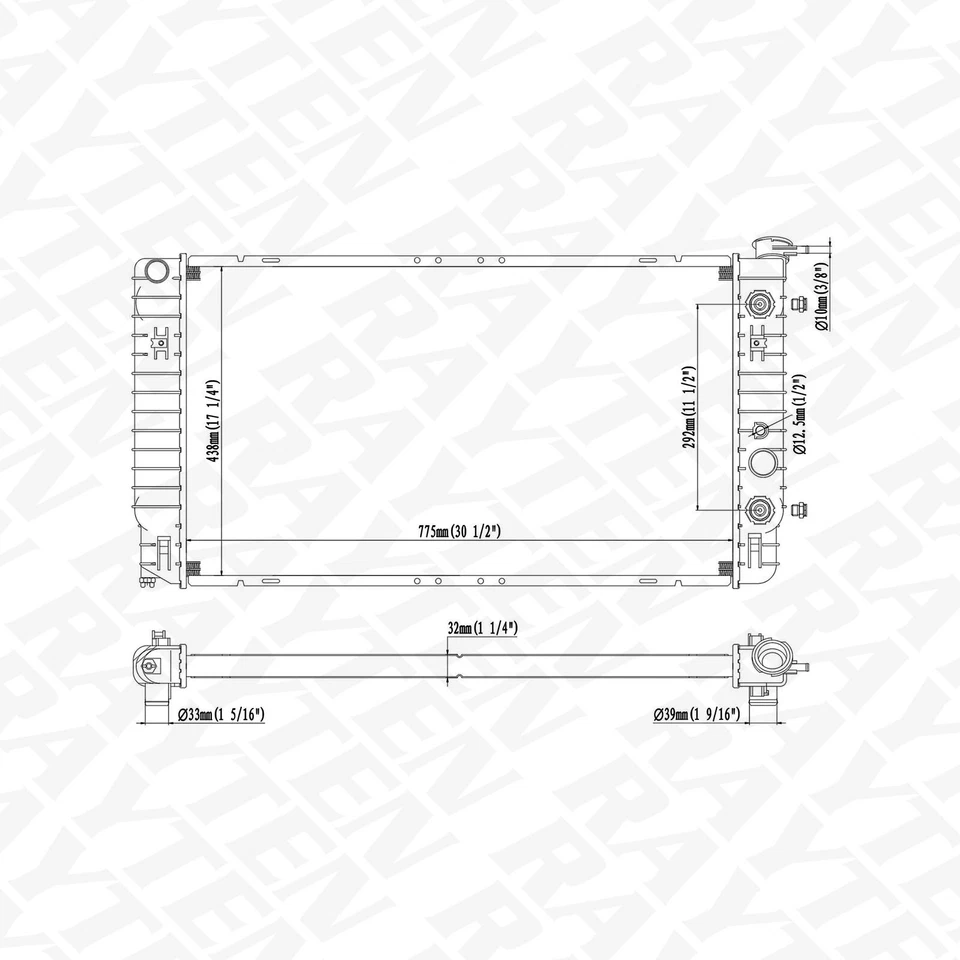 Radiador para BUICK RIVIERA 3.8 V6; 1995-1995 Foto 2 de 4