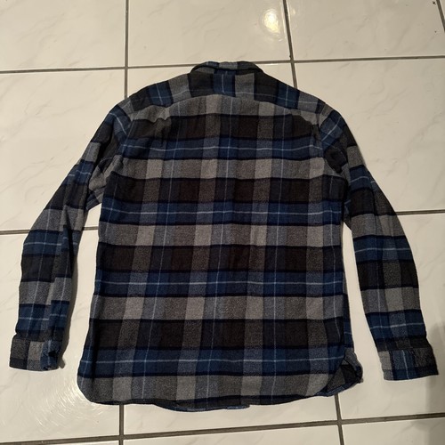 Wallace & Barnes Flannel Shirt Mens L Blue Plaid Heavyweight Outdoor Work Chore - Picture 4 of 5