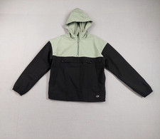 Gapfit Boy Tech Anorak Jacket 2XL Black Green Logo Hooded 1/2 Zip Front Pocket