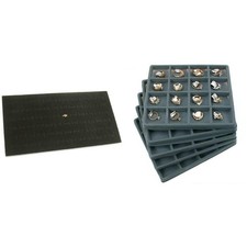 Black 72 Slot Jewelry Ring foam  Gray 16 Slot Flocked Tray Inserts Kit 6 Pcs
