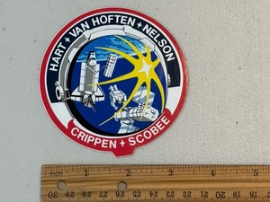 NASA Space Shuttle Mission Sticker Crippen Scobee Hart Van Hoften Nelson