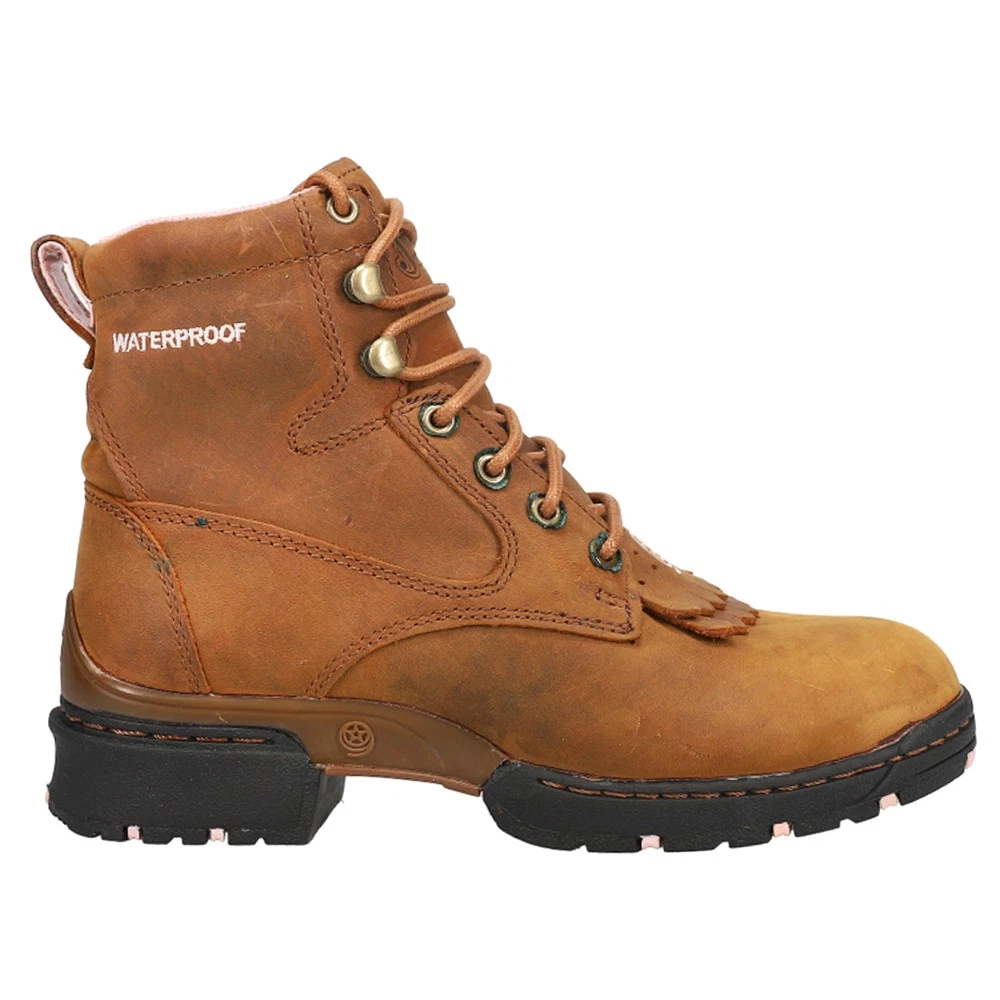 Justin Boots Aged Bark Round Toe Lace Up Womens Size 5.5 C Casual Boots L0908