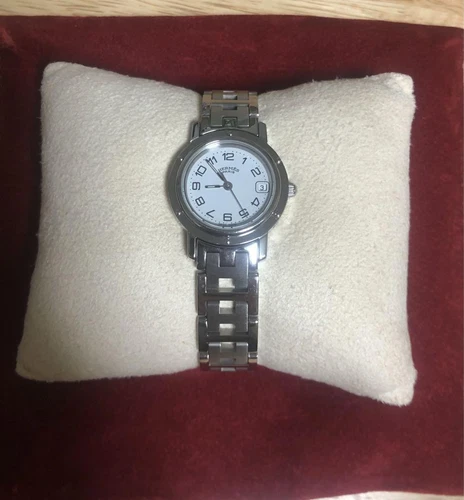 HERMÈS Orologio Donna Un Regalo Per Te Hermes Clipper CL4.210 Quarzo Bianco Funzionante