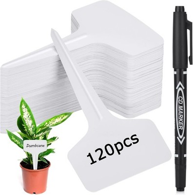 Plant Labels 120pcs with Garden Plant Markers Pen of Outdoor Waterproof,T-Type P