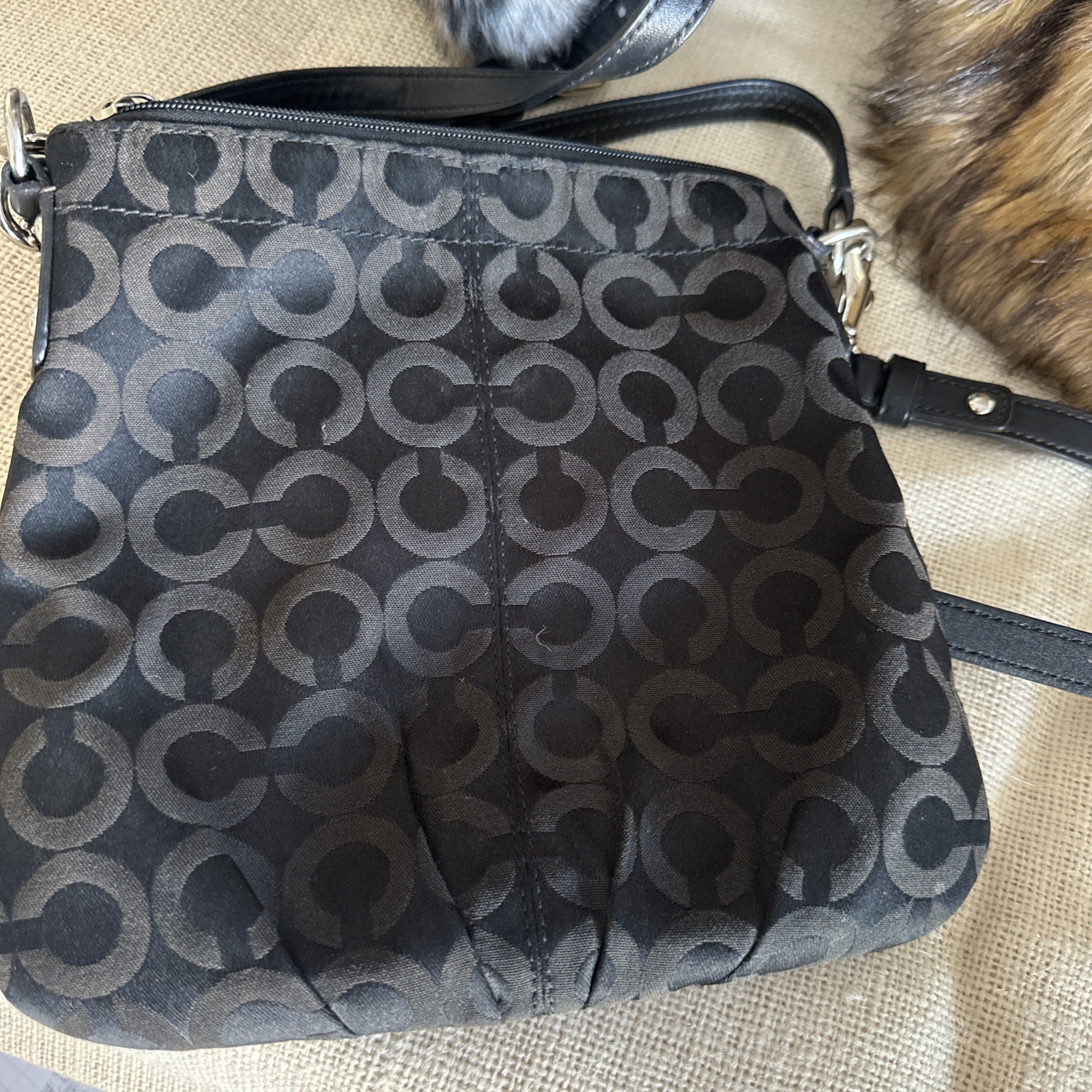 Coach Black Monogram Canvas Crossbody Bag with Adjustable Strap